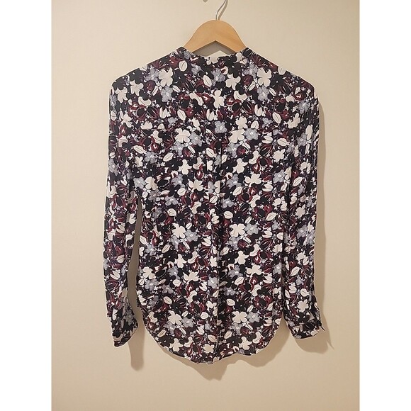 Veronica Beard Goldie Blouse Floral Silk Tuxedo Top Pintuck Popover Career Sz 2 - Picture 3 of 8